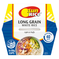 SunRice Long Grain White Rice Cups 2 x 125g