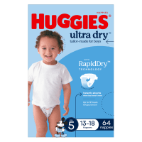 Huggies Ultra Dry Nappies For Boys Size 5 13-18kg 64pk