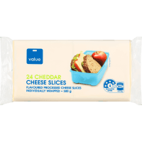 Value Cheddar Flavoured Processed Cheese Slices 500g